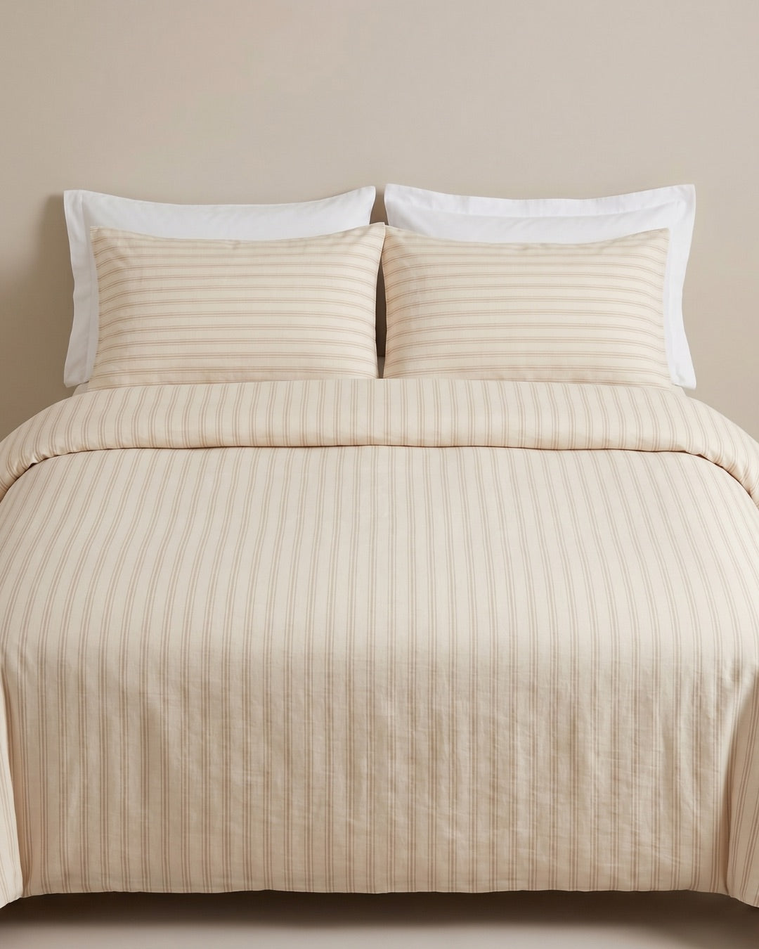 Soft Cotton Duvet Cover – Everyday Stripes – Cream Latte