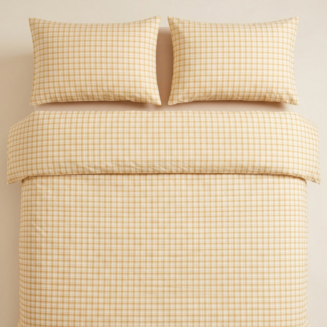 Classic Cotton Bedding – Gingham Dreams Collection – Warm Honey Gingham