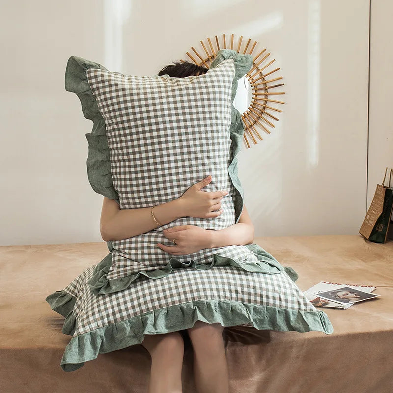 Luna Ruffle Collection – Washed Cotton Pillowcases (Set of 2, 48x74cm)