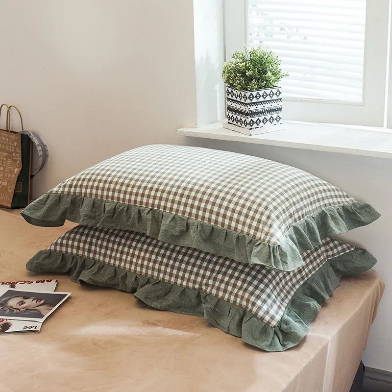 Luna Ruffle Collection – Washed Cotton Pillowcases (Set of 2, 48x74cm)
