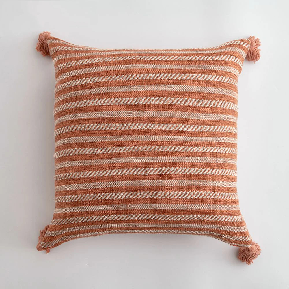 Plaid Decorative Cushion Covers for Sofa, Car Seat & Home Decor | Knitted Cotton-Linen Texture