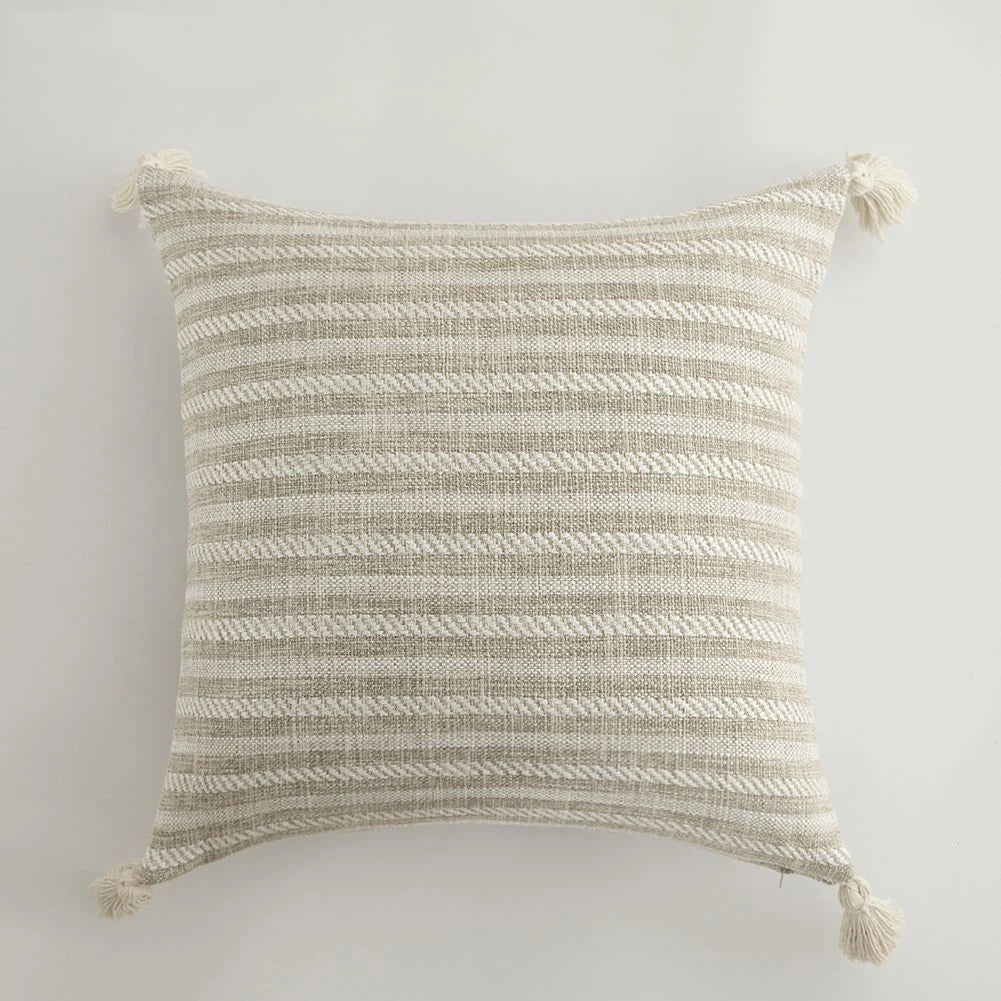 Plaid Decorative Cushion Covers for Sofa, Car Seat & Home Decor | Knitted Cotton-Linen Texture