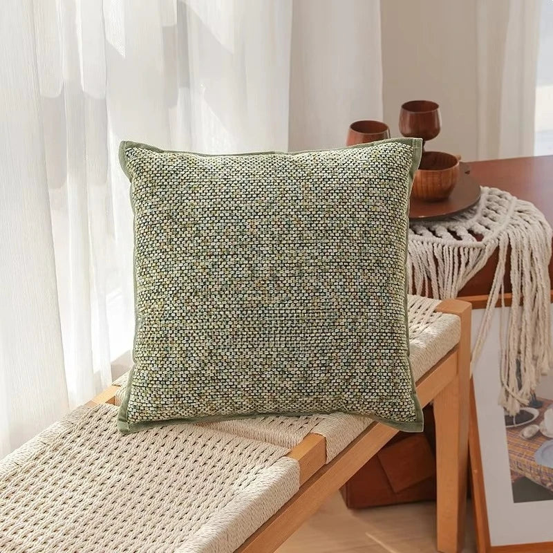 Olive Moss – Textured Woven Cushion Cover in Sage Green