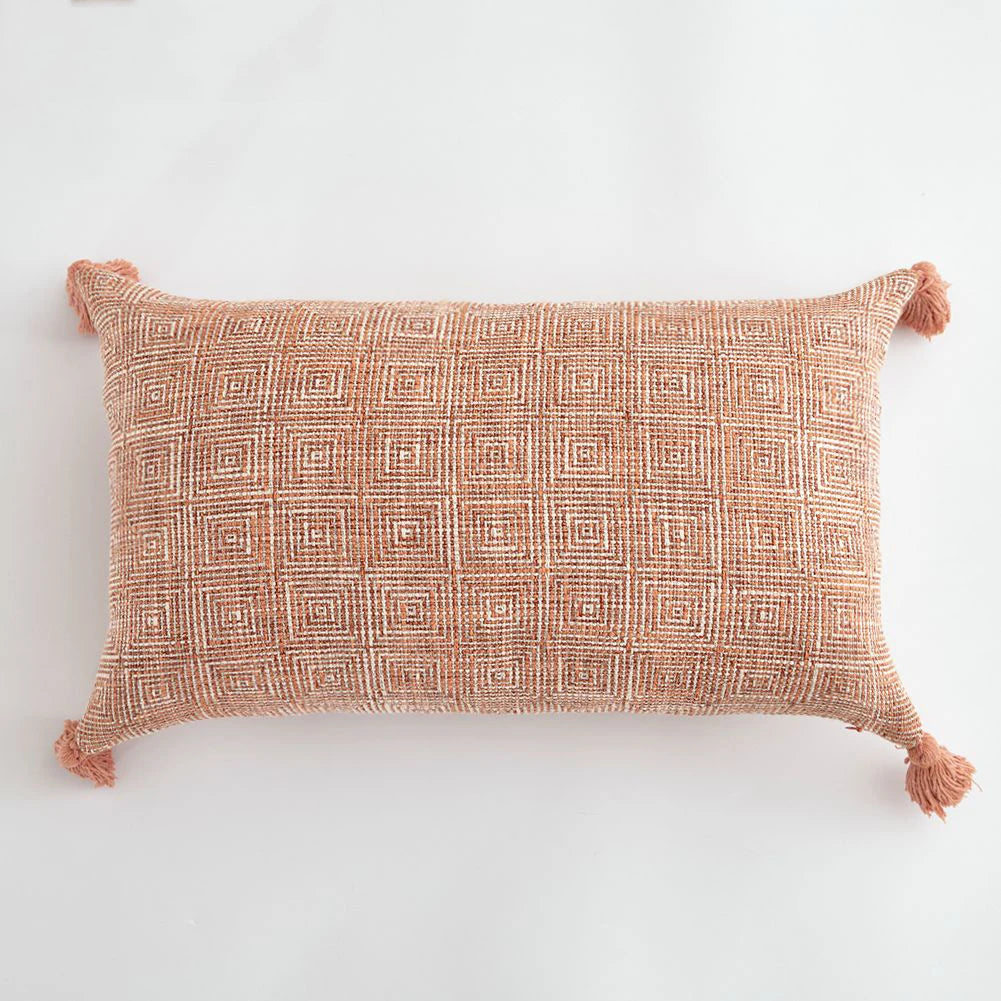 Plaid Decorative Cushion Covers for Sofa, Car Seat & Home Decor | Knitted Cotton-Linen Texture