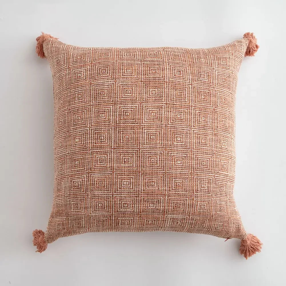 Plaid Decorative Cushion Covers for Sofa, Car Seat & Home Decor | Knitted Cotton-Linen Texture