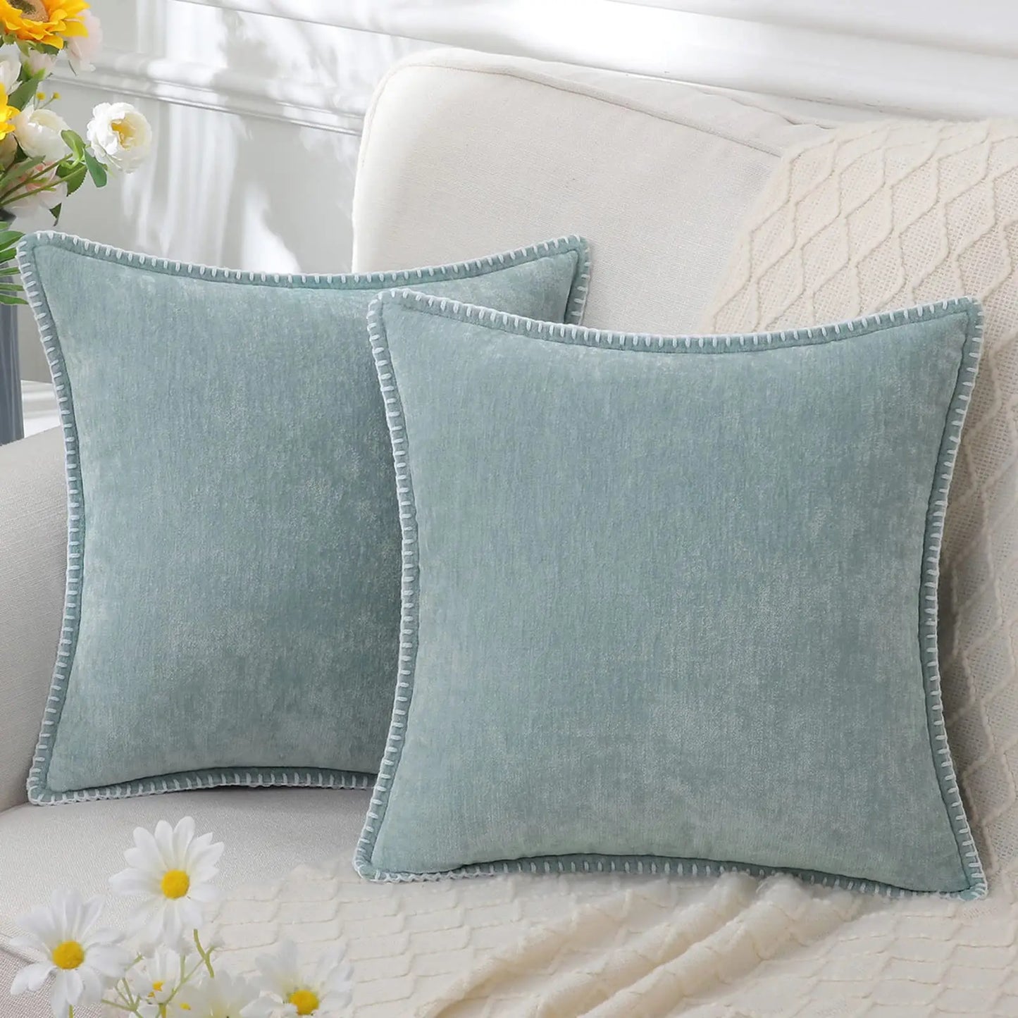 Chenille Throw Pillow Cover for Living Room, Sofa, and Bed