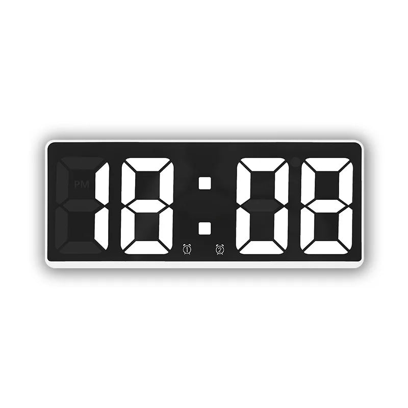 Modern LED Mirror Alarm Clock – Smart Digital Clock with Temperature Display for Bedside or Desk