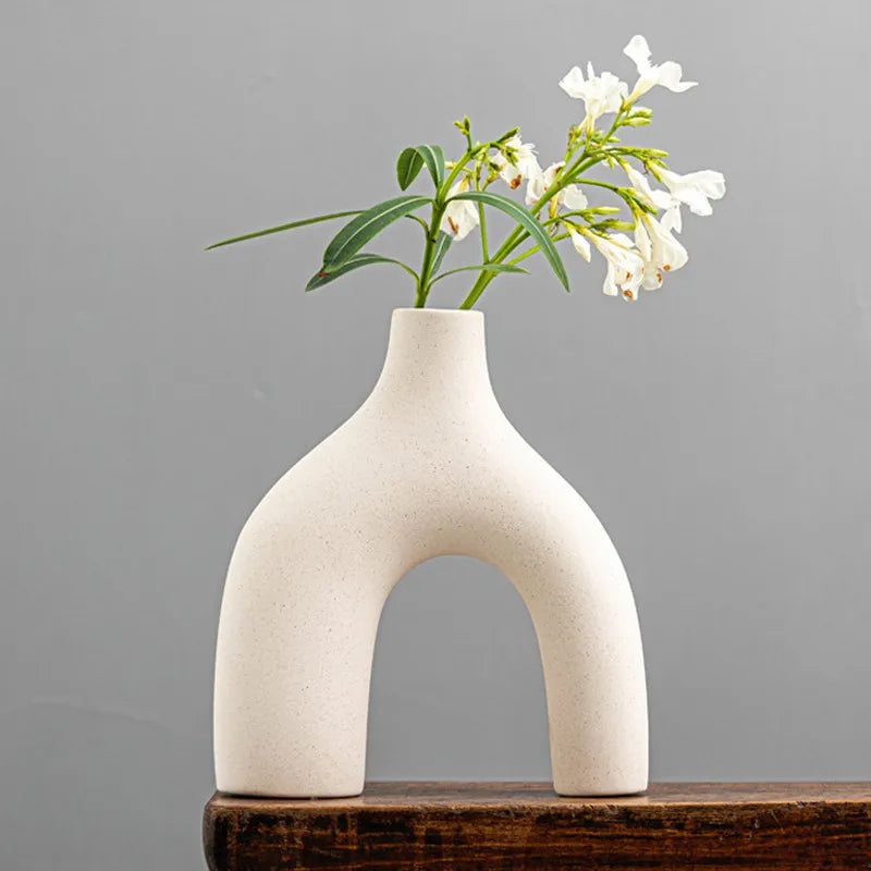 Minimalist Nordic Ceramic Vase | Unglazed Modern Art Flower Pot for Home Decor