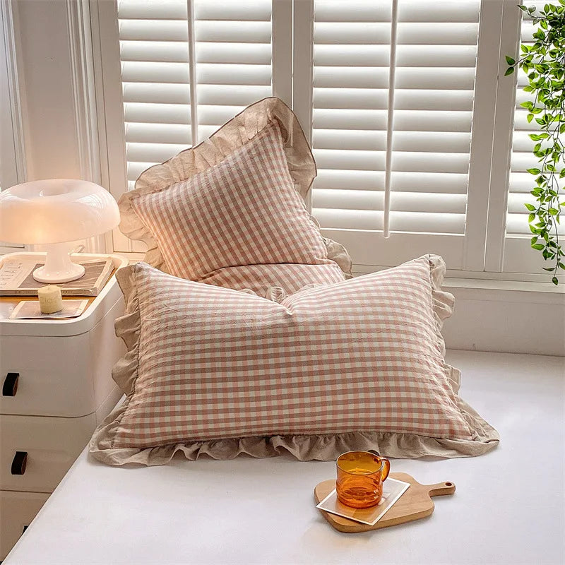 Luna Ruffle Collection – Washed Cotton Pillowcases (Set of 2, 48x74cm)