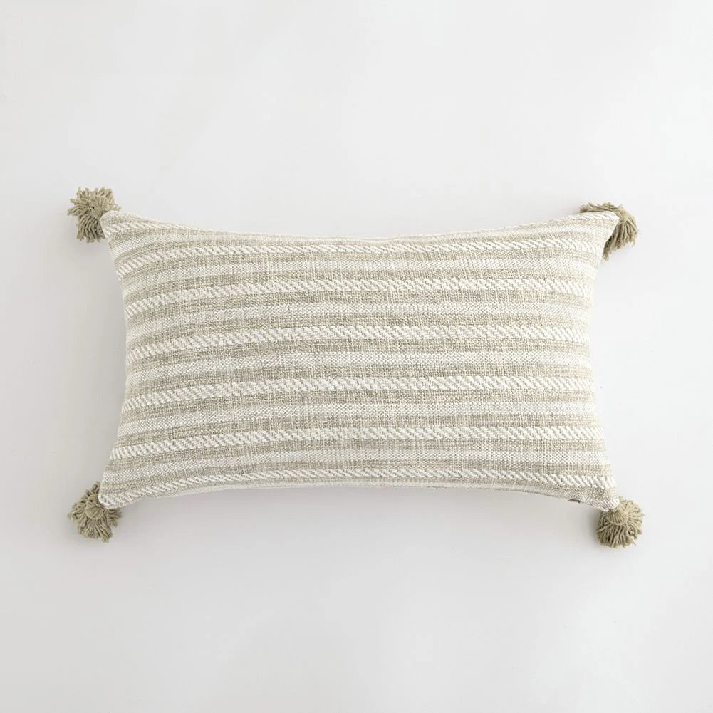 Plaid Decorative Cushion Covers for Sofa, Car Seat & Home Decor | Knitted Cotton-Linen Texture