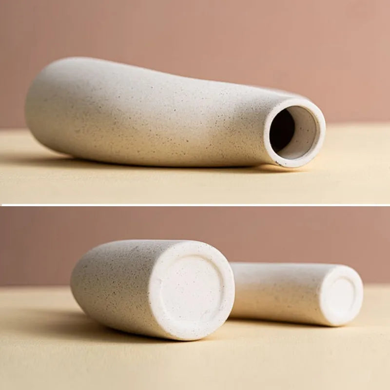 Minimalist Nordic Ceramic Vase | Unglazed Modern Art Flower Pot for Home Decor
