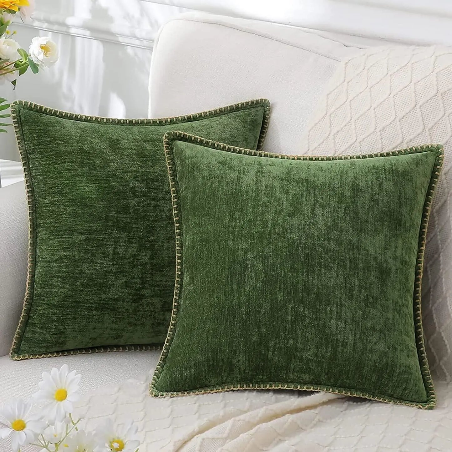 Chenille Throw Pillow Cover for Living Room, Sofa, and Bed