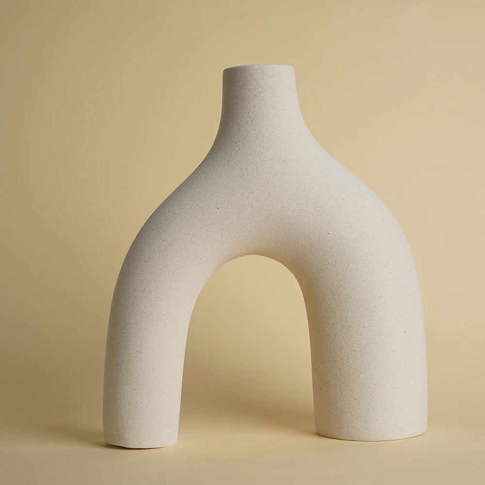Minimalist Nordic Ceramic Vase | Unglazed Modern Art Flower Pot for Home Decor