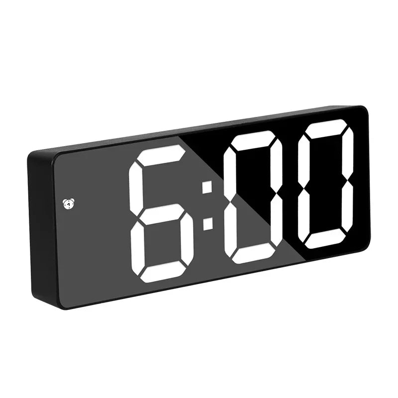 Modern LED Mirror Alarm Clock – Smart Digital Clock with Temperature Display for Bedside or Desk