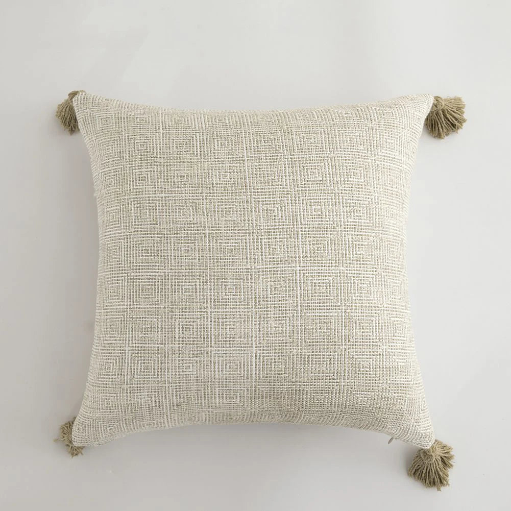 Plaid Decorative Cushion Covers for Sofa, Car Seat & Home Decor | Knitted Cotton-Linen Texture