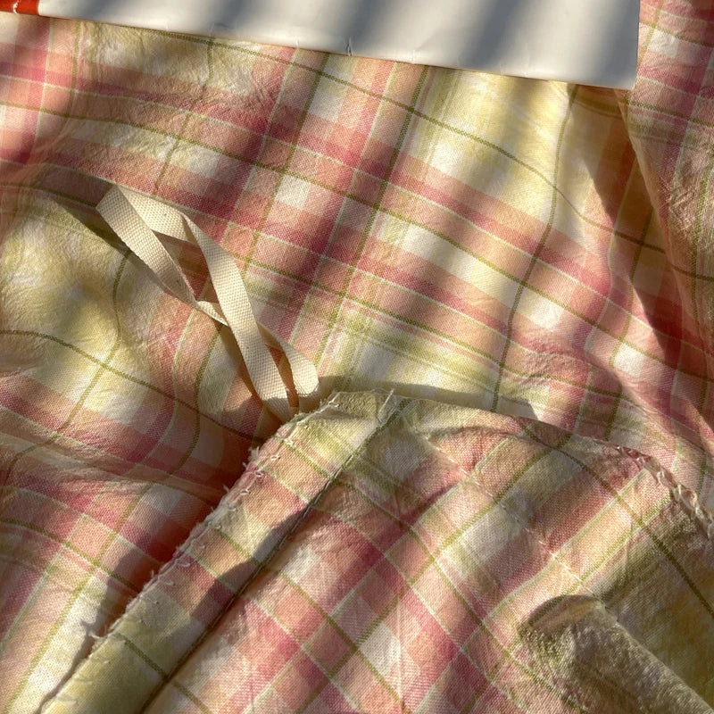 Classic Cotton Bedding – Gingham Dreams Collection – Blush Sunset Plaid