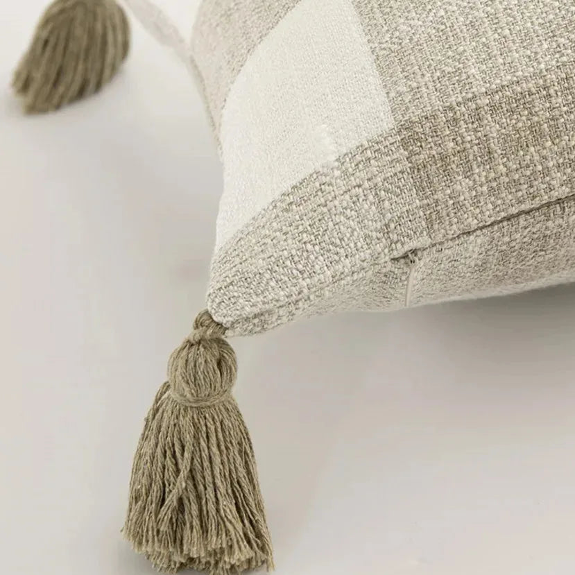 Plaid Decorative Cushion Covers for Sofa, Car Seat & Home Decor | Knitted Cotton-Linen Texture