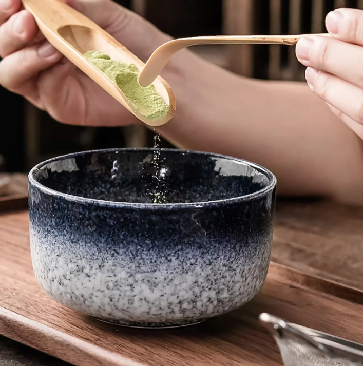 Matcha Set – Bamboo Whisk, Ceramic Holder & Strainer