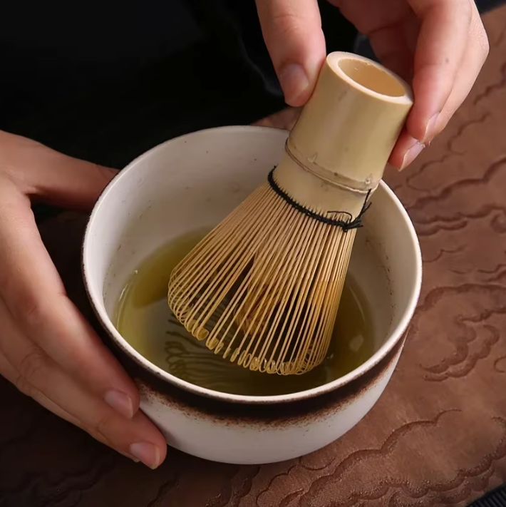 Matcha Set – Bamboo Whisk, Ceramic Holder & Strainer