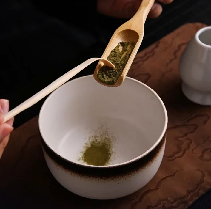 Matcha Set – Bamboo Whisk, Ceramic Holder & Strainer
