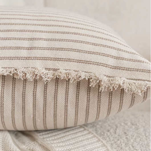 Striped Silk Sofa Cushion Cover | Nordic Tassel Style Pillowcase