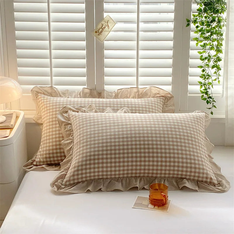 Luna Ruffle Collection – Washed Cotton Pillowcases (Set of 2, 48x74cm)