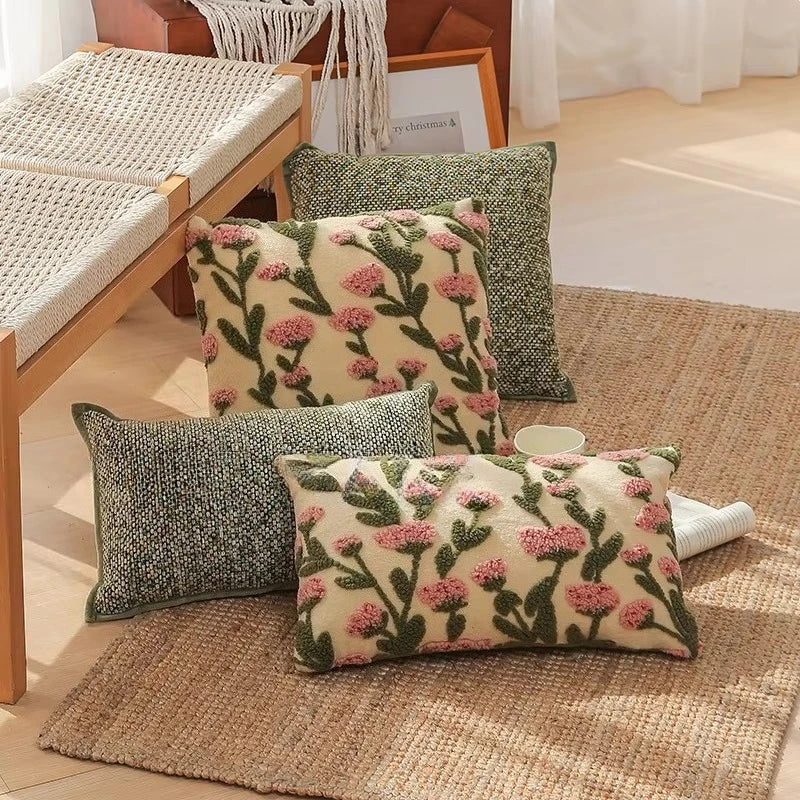 Olive Moss – Textured Woven Cushion Cover in Sage Green