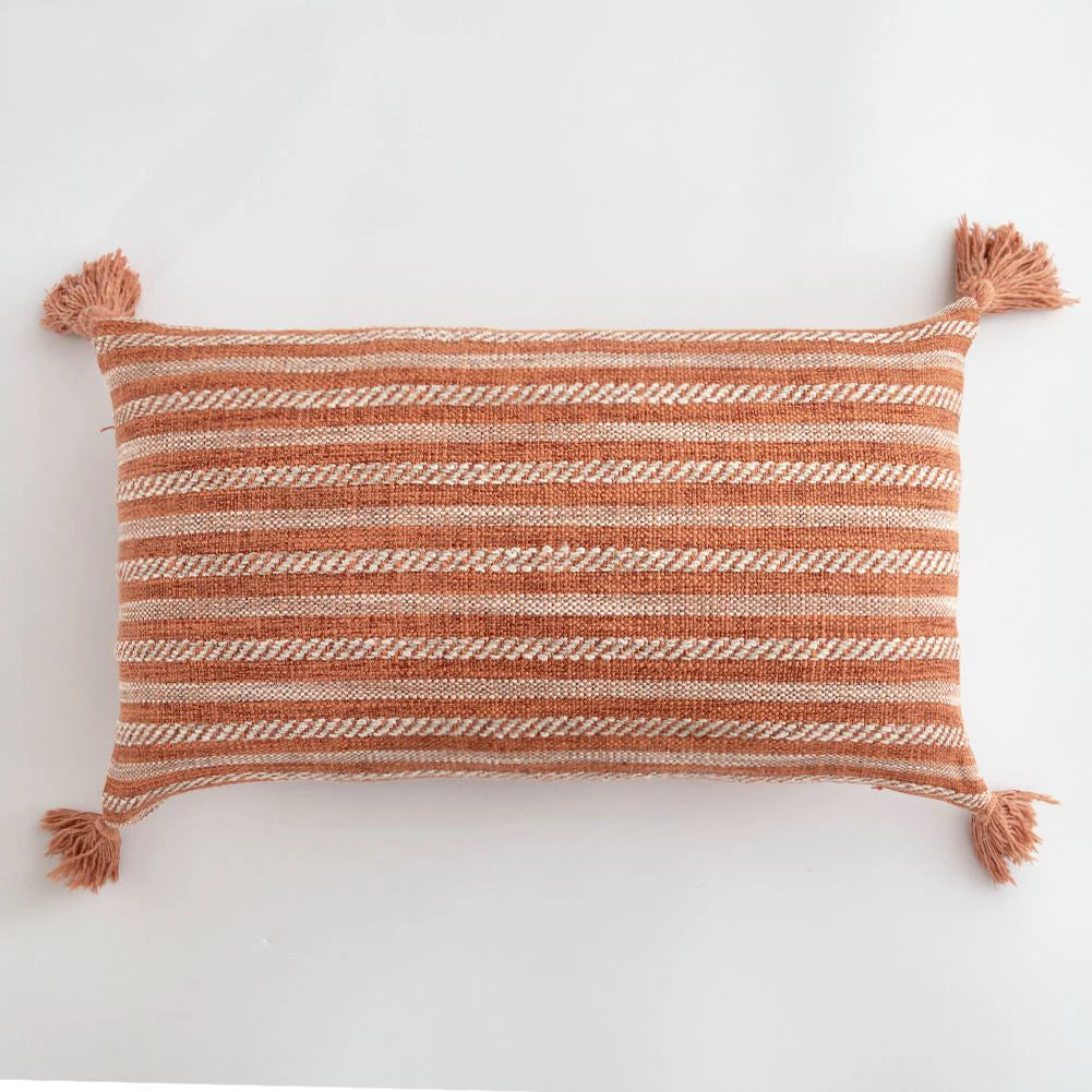 Plaid Decorative Cushion Covers for Sofa, Car Seat & Home Decor | Knitted Cotton-Linen Texture