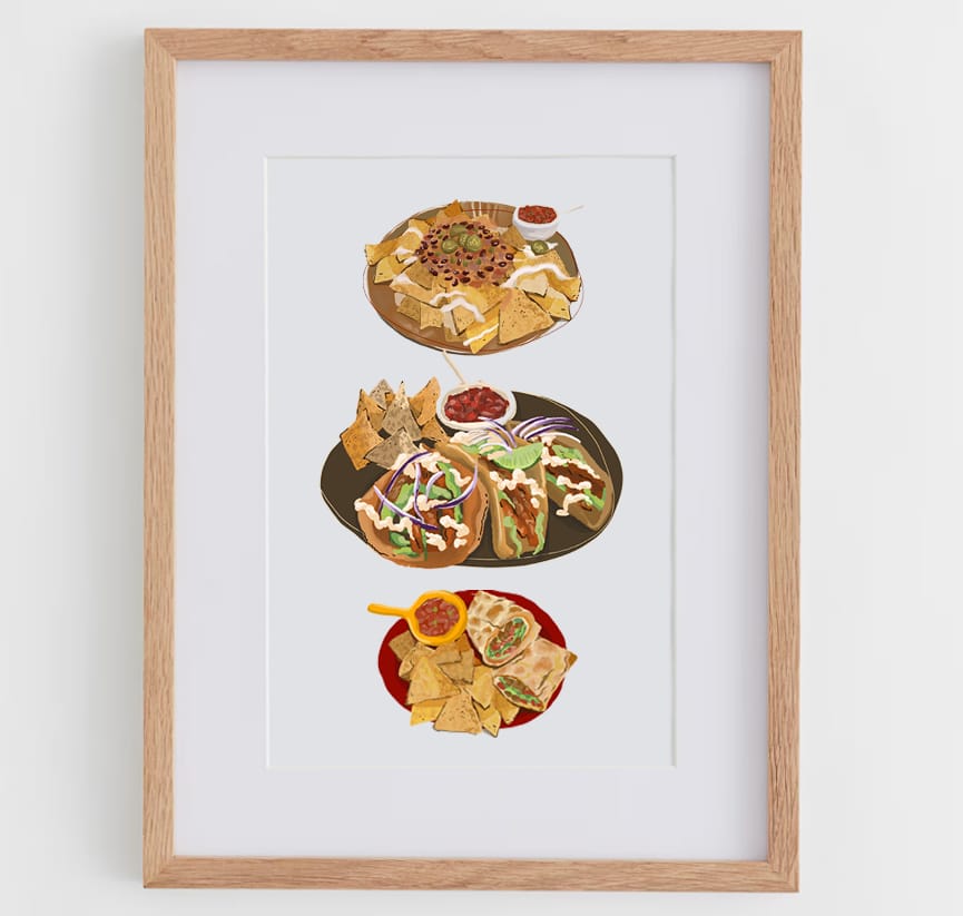 Tacos & Nachos Delight – Playful Food-Inspired Art Print