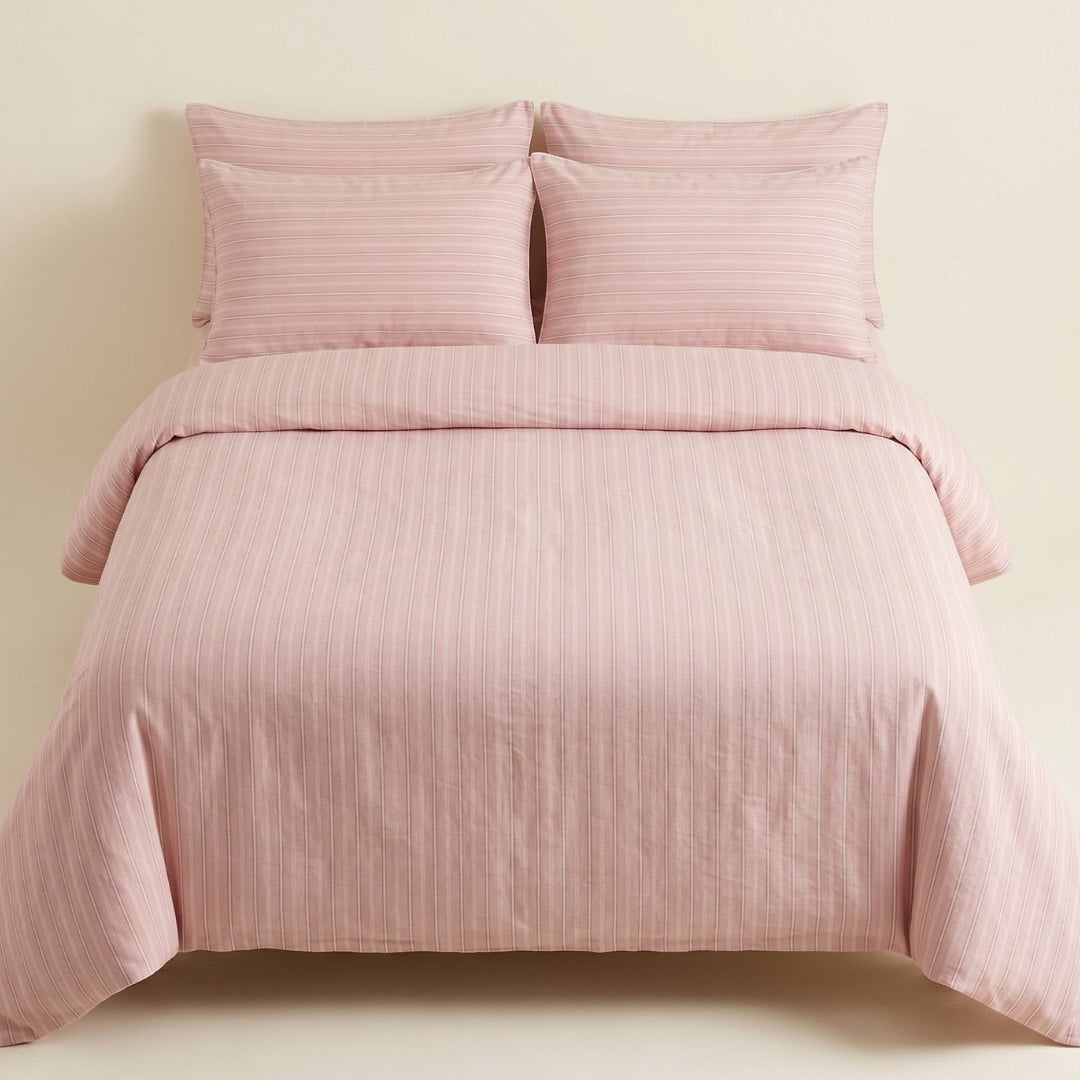 Soft Cotton Duvet Cover – Everyday Stripes – Dusty Rose