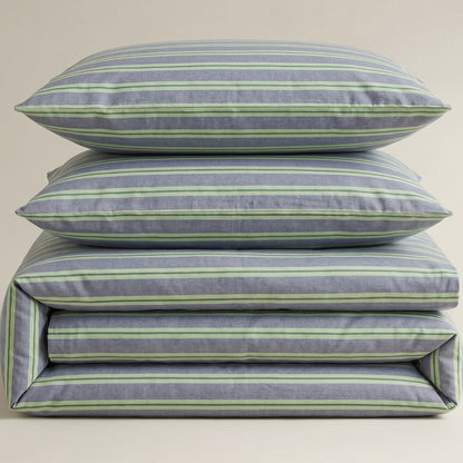 Soft Cotton Duvet Cover – Everyday Stripes – Blue Mist