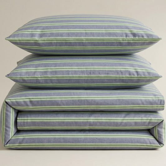 Soft Cotton Duvet Cover – Everyday Stripes – Blue Mist