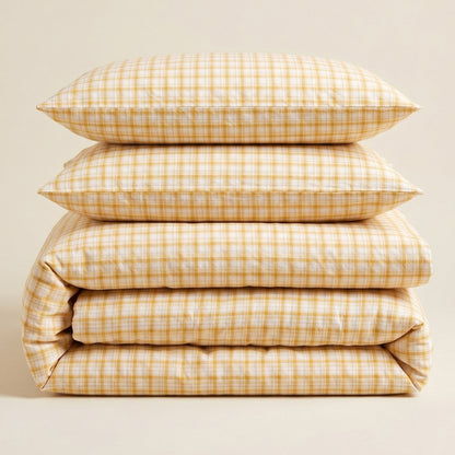 Classic Cotton Bedding – Gingham Dreams Collection – Warm Honey Gingham