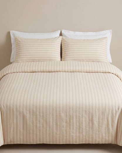Soft Cotton Duvet Cover – Everyday Stripes – Cream Latte