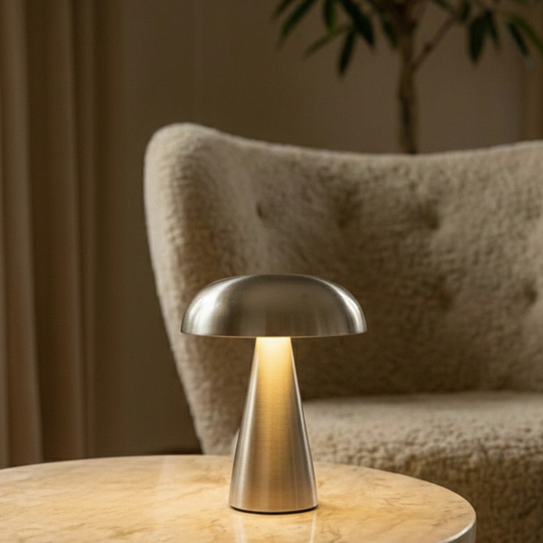 Danish Mushroom – Rechargeable Touch Table Lamp (Dimmable, Portable)