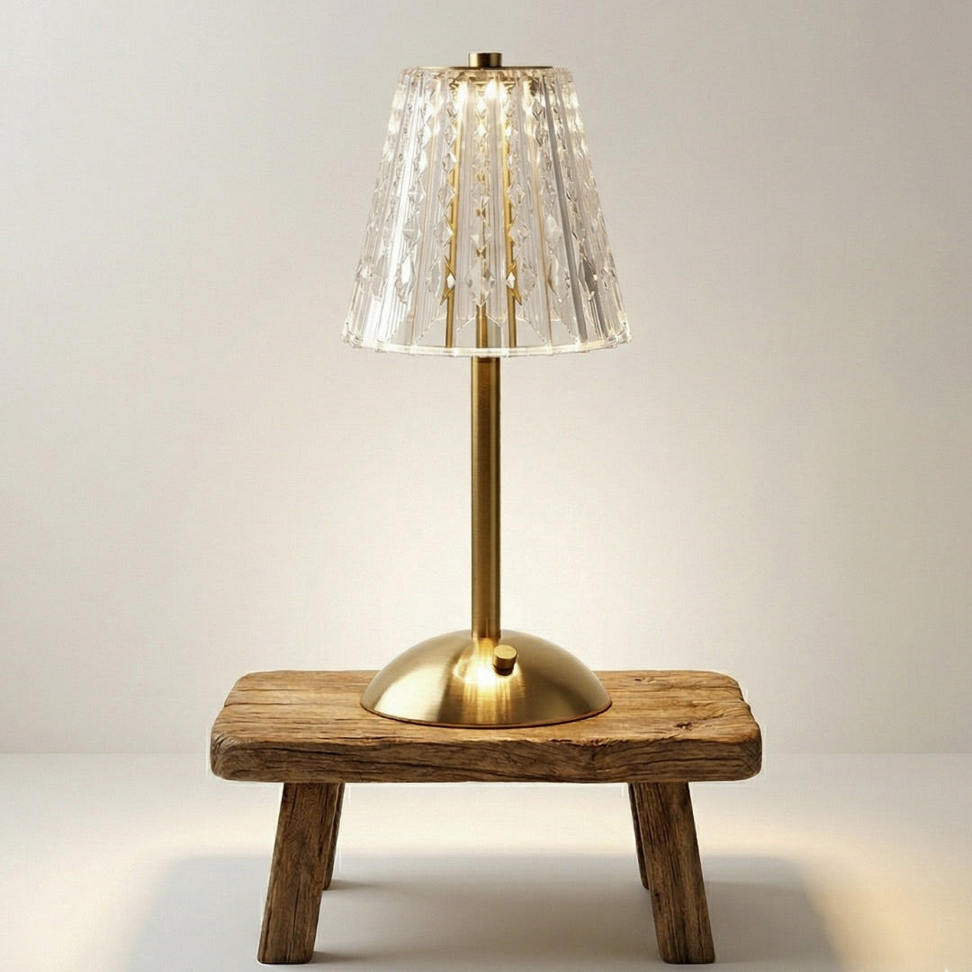 Crystal Retro LED Table Lamp – Luxurious Rechargeable Bedside Lamp with Dimming Feature