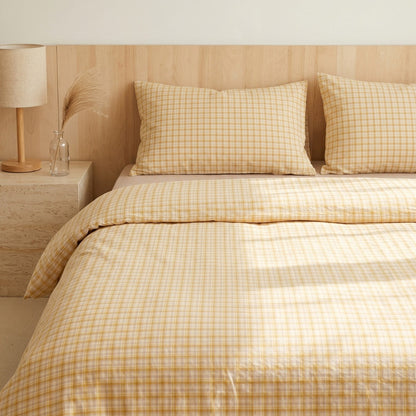 Classic Cotton Bedding – Gingham Dreams Collection – Warm Honey Gingham