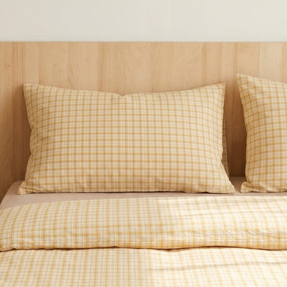 Cotton Pillowcase Set – Gingham Dreams Collection – Warm Honey Gingham