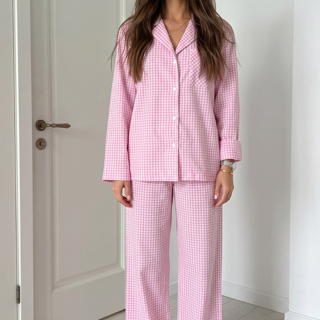 Checkered Cotton Pajama Set