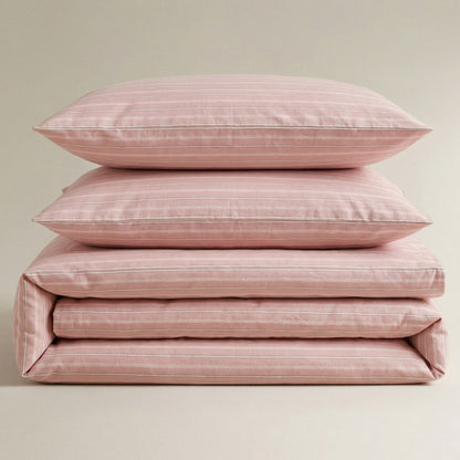 Soft Cotton Duvet Cover – Everyday Stripes – Dusty Rose