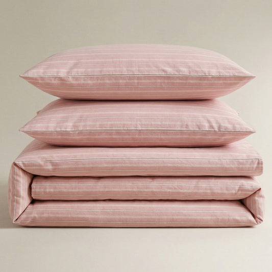 Soft Cotton Duvet Cover – Everyday Stripes – Dusty Rose