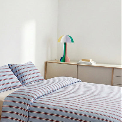 Washed Polyester Duvet Cover Set – Bold Blue Stripes