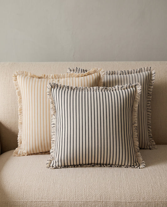 Striped Silk Sofa Cushion Cover | Nordic Tassel Style Pillowcase