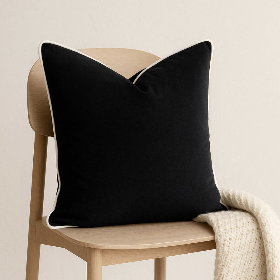 Black & White Pillow Cover – Modern Minimalist Cushion Case for Couch or Bed