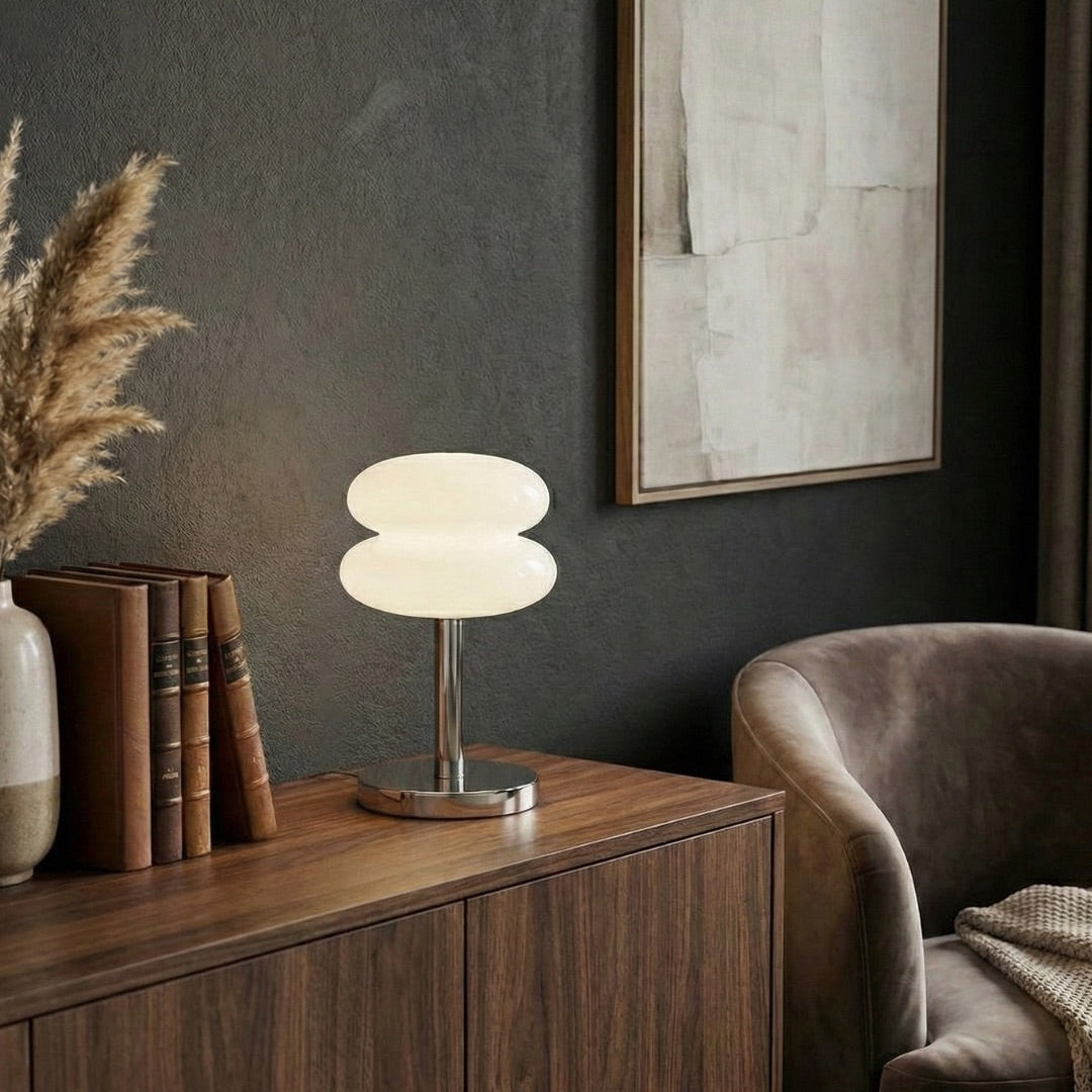Glass Egg Tart Table Lamp – Minimalist Elegance for Modern Spaces