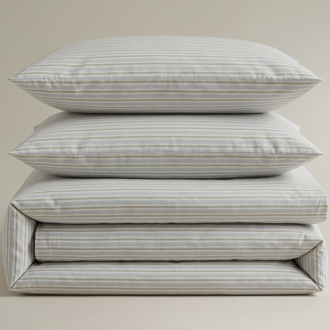 Soft Cotton Duvet Cover – Everyday Stripes – Cloud Grey