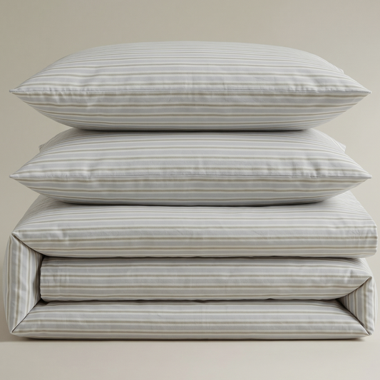 Soft Cotton Duvet Cover – Everyday Stripes – Cloud Grey