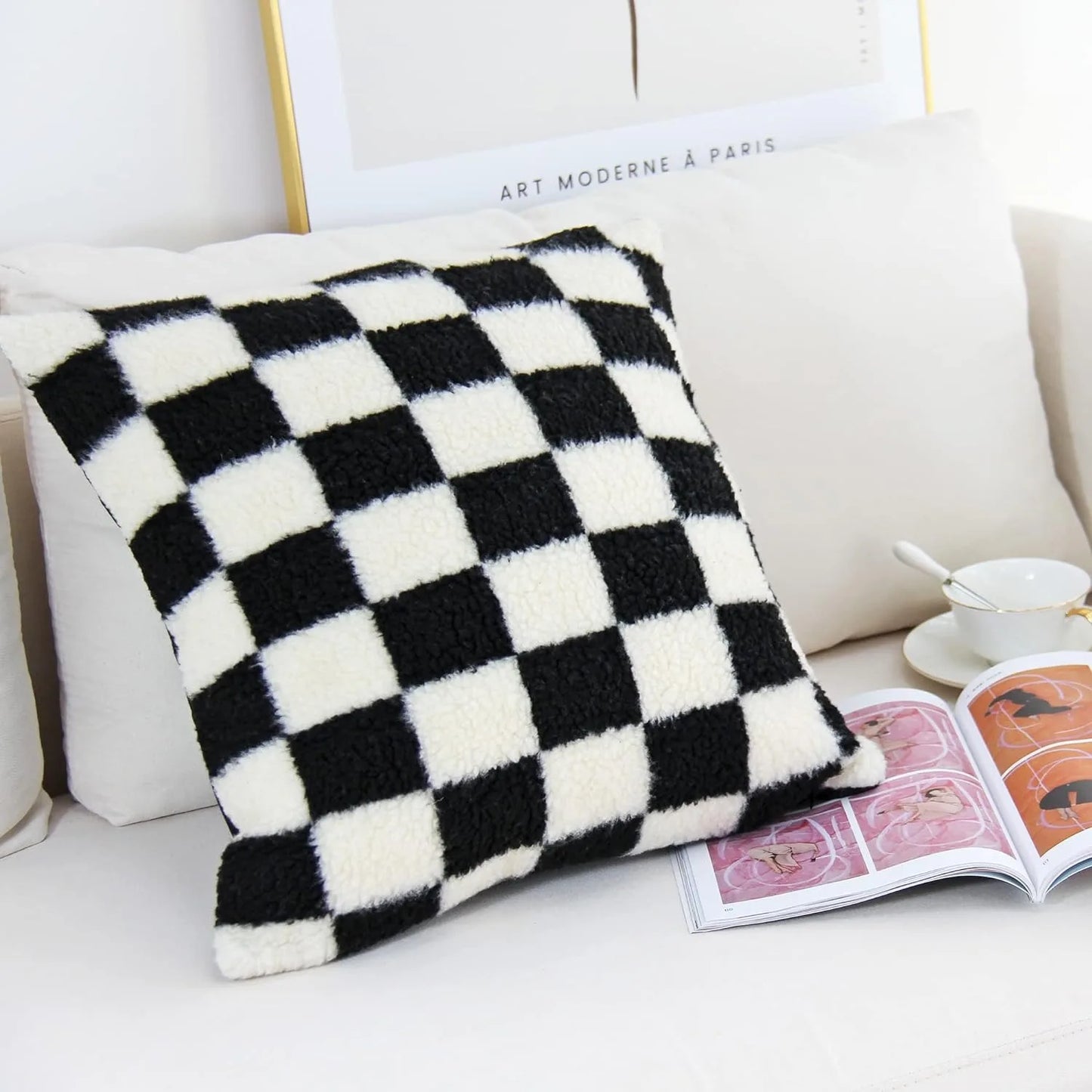 Checkerboard Pillow Cover | Decorative Cushion for Sofa, Living Room, and Home