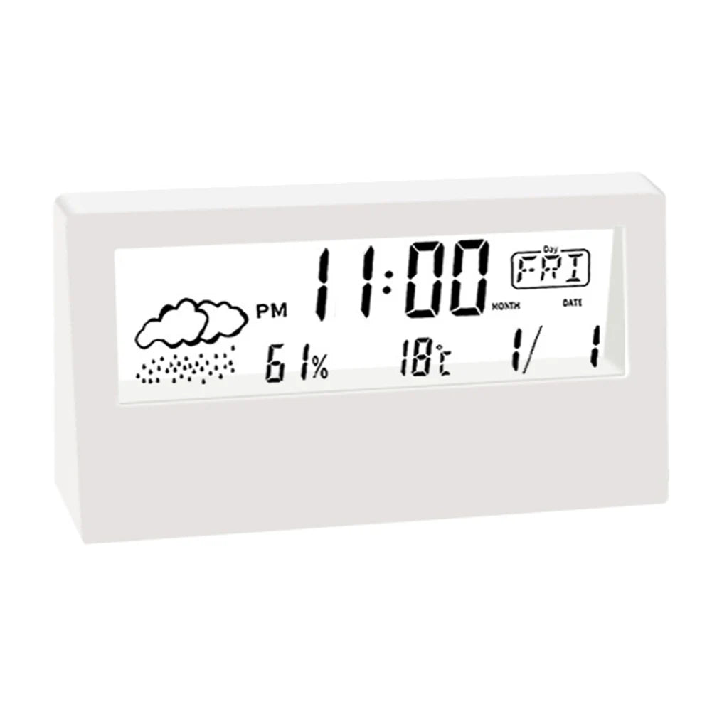 Digital Weather Display Alarm Clock – Thermo-Hygrometer with Temperature & Humidity Monitor for Home or Office