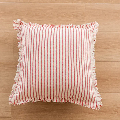 Striped Silk Sofa Cushion Cover | Nordic Tassel Style Pillowcase